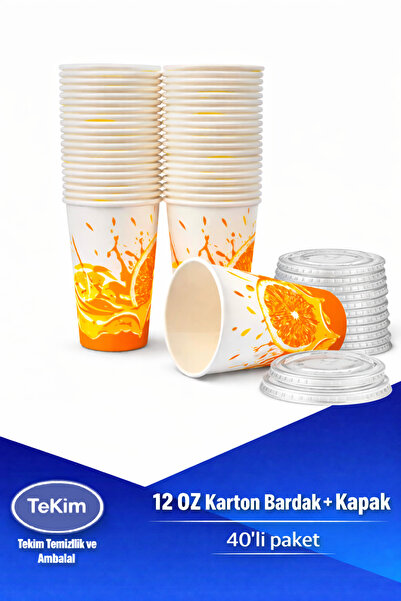 BENCUP Karton Bardak + Kapak 40'lı paket 12 oz (350 ml)