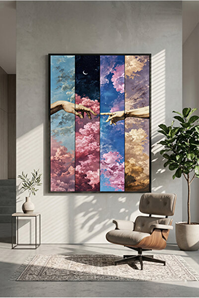 postercraft Poster artistic din lemn cu mâini care se întind în cer (fără ramă)