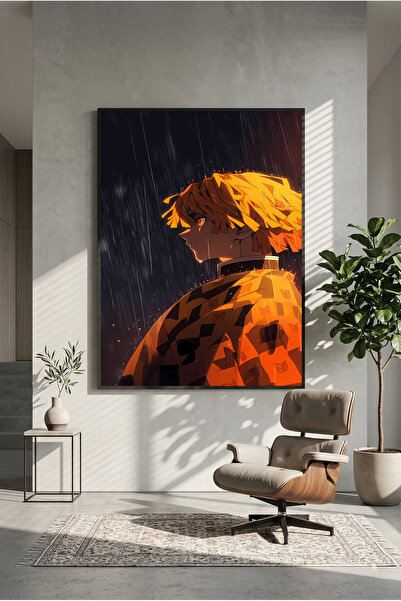 postercraft Poster de artă Demon Slayer Zenitsu, pictat pe lemn (fără ramă)