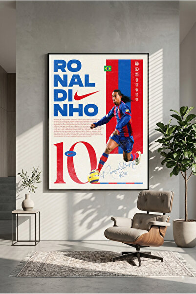 postercraft Ronaldinho 10 Barcelona Ahşap Poster (Çerçevesiz)