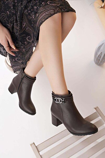 Nesil Shoes Χειμερινές γυναικείες μπότες Tarha 103 καφέ με φερμουάρ