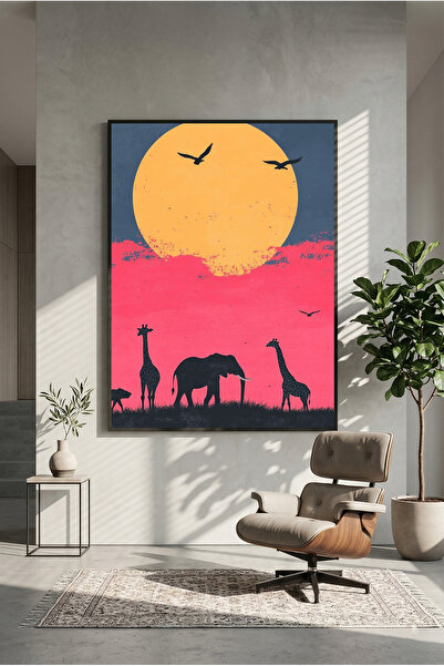 postercraft Poster din lemn cu artă colorată Safari (fără ramă)