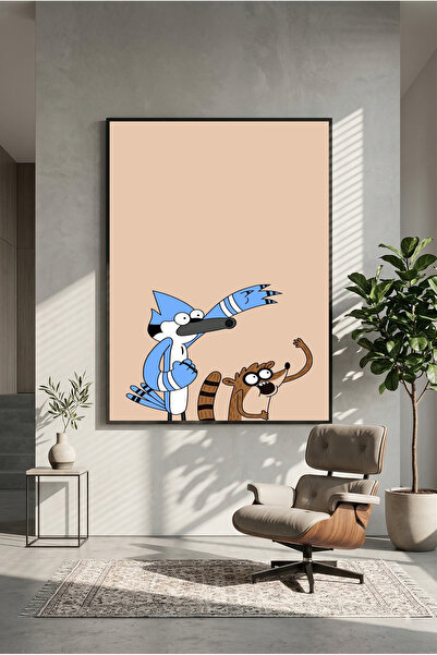 postercraft Sürekli Dizi Mordecai x Rigby Modern Panel Tablo Poster ( Çerçeve...