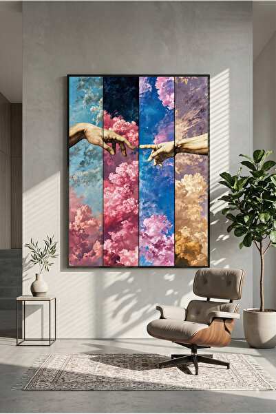 postercraft Poster din lemn cu artă „Mâini care ating” (fără ramă)
