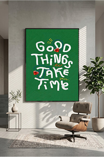 postercraft Lucrurile bune necesită timp - Poster minimalist din lemn (fără r...