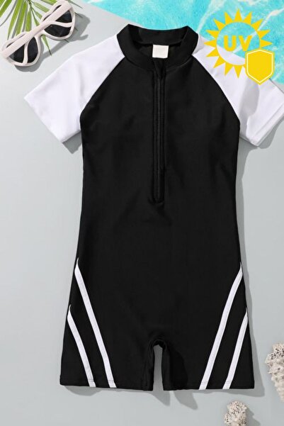 İYİBU Çocuk Uv Korumalı Kısa Kollu Yüzücü Tulum Mayo Havuz Ve Deniz Mayosu Kids Swimwear Unisex
