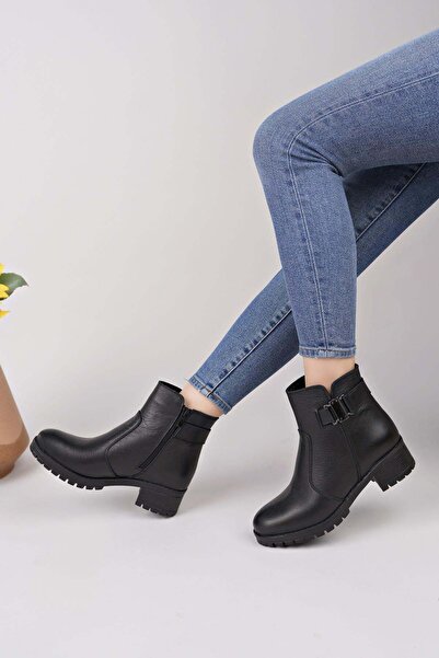 Castle Black 16463 Μαύρες Γνήσιες Δερμάτινες Χειμερινές Γυναικείες Μπότες