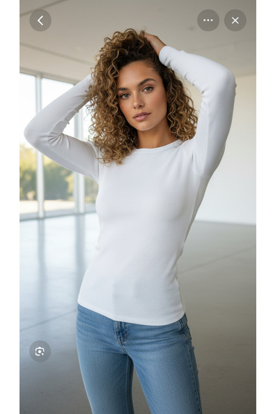 cicial Women's Crew Neck Long Sleeve Cotton Bodysuit