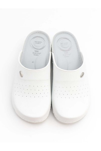 BENTO 52003 White Anatomical Closed Front Men's Sabo Slippers