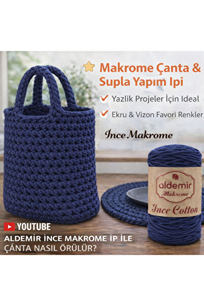 aldemir Ince Pamuk Makrome Çanta Şapka Yazlık Elbise Yapmak Için Cotton Makro...
