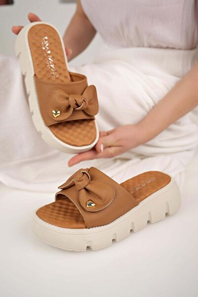 Nesil Shoes Γυναικείες παντόφλες Dvm 6600 - Μασάζ Tan Σόλα