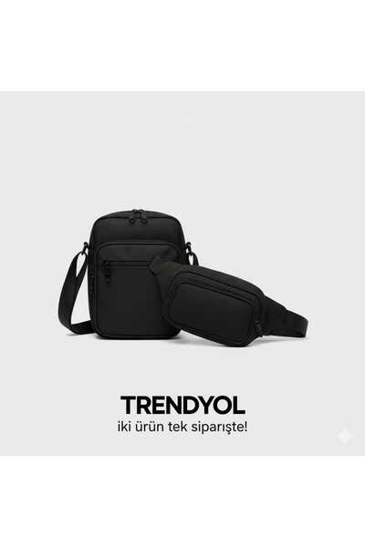 Sofia Unisex Siyah Set Cross Bag Body Bag Askılı Bel Çantası
