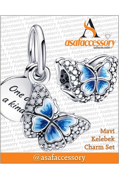 asaf Kelebek charm set | Gümüş Kaplama