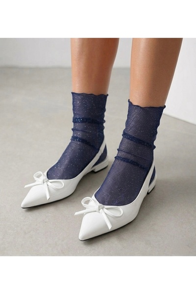 DİLARRA Boutique Ασημί Navy Blue Tulle Κάλτσες