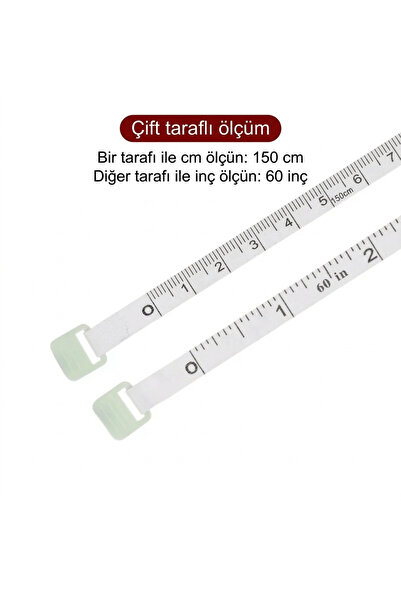 Mabs Tech 1.5 Metre Otomatik Saran Mini Mezura 3'lü Set - A Kalite - Makaralı Basmalı Terzi Ölçüm Bandı 150 Cm