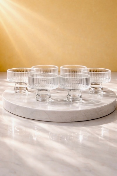 Maloria Elysia Çizgili Ayaklı Lokumluk, Sunumluk Seti | 6'lı - 70ml