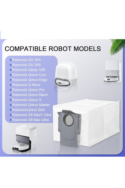Ozemtek Roborock QRevo L Uyumlu Toz Çöp Torbası Yedek Parça Seti-6 Adet