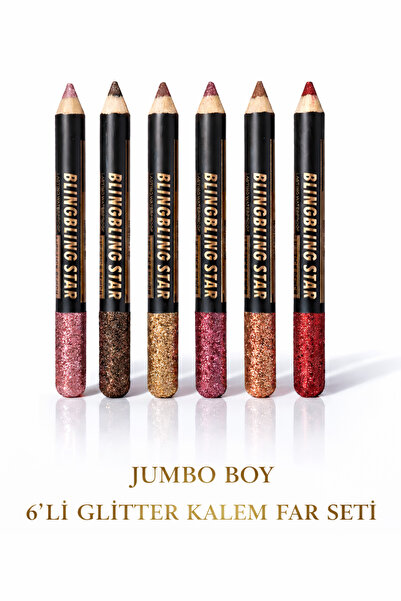 Lesvip's JUMBO BOY 6’LI GLİTTER KALEM FAR SETİ – Göz & Dudak Üstü Işıltılı Ma...