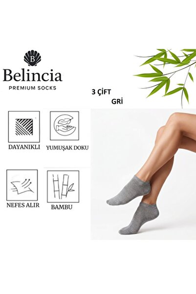 belincia Bamboo Men's Booties Gray Socks/Seamless/Anti-Odor 3-Pack