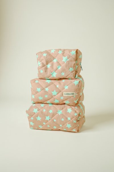 Bestway ve Diğeri 3-Piece Travel Makeup Cosmetic Quilted Bag