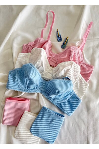 İNKO İÇ GİYİM Set de 3 sutien colorat din bumbac cu sârmă