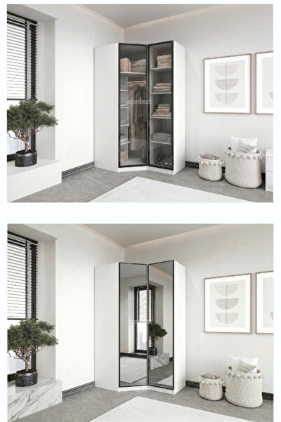 CANBAZ FURNİTURE Esla modüllü 2 cam kapaklı köşe %100 MDF (KURULUM DAHİL)