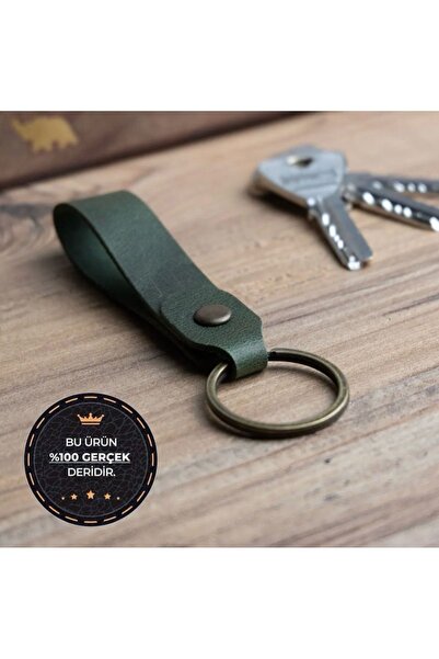 clawleather Khaki Colored Leather Keychain - Single Piece