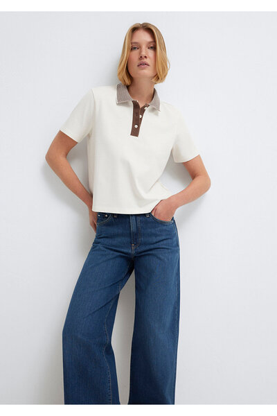 Mavi Collar Detailed Ecru Polo T-Shirt Slim Fit / Narrow Cut 1614118-70048