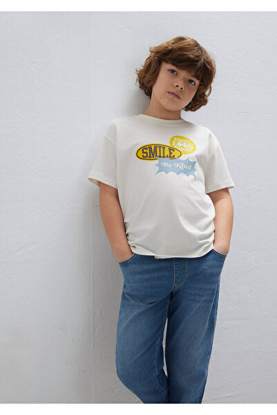 Mavi Bedrucktes Ecru-T-Shirt mit lockerer Passform / bequemem Schnitt 6610399...