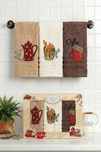 Coton Delux Με κέντημα Σετ Βαμβάκι πετσετών κουζίνας – 100% βαμβάκι – Σε κουτ...