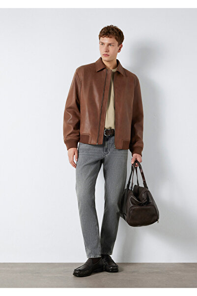 Mavi Braune Kunstlederjacke Loose Fit / Lockerer, bequemer Schnitt 0110775-70242