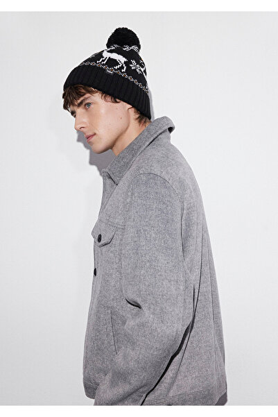 Mavi Schwarze Mütze mit Neujahrsmotiv 0912106-900