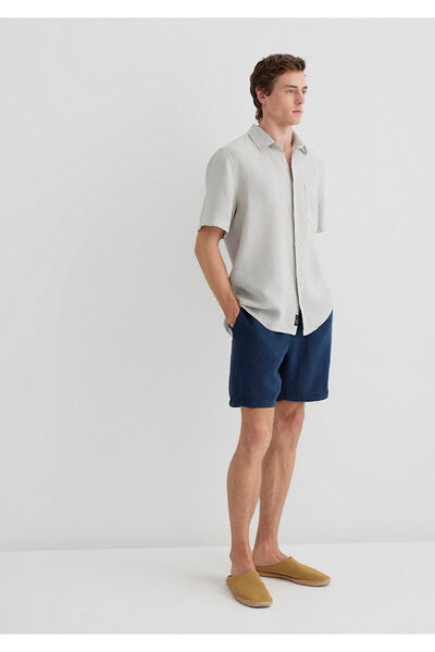Mavi Navy Blue Linen Shorts 0410103-82183