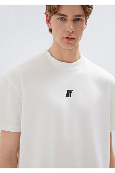 Mavi Pro Logo Ecru T-Shirt Loose Fit / Comfortable Loose Cut 0612745-70057