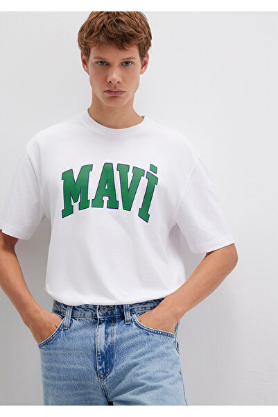 Mavi Weißes T-Shirt mit Logo-Aufdruck, lockere Passform / lockere, entspannte...