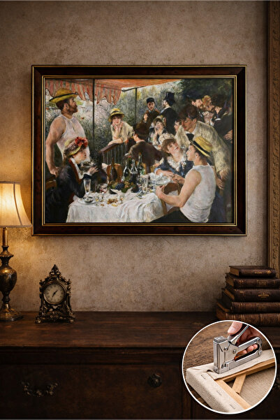 ART OF LEGACY Renoir (Tekne Partisinde Öğle Yemeği 1881) Çerçeveli Klasik Vin...