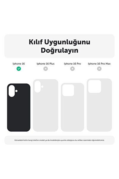 Zebana Apple iPhone 16 Uyumlu Kılıf Elista M-Safe Silikon Kılıf Siyah