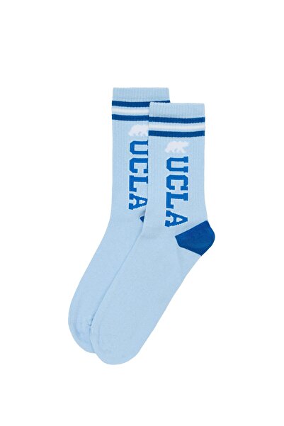 UCLA ARDELLE Σετ 2 τεμαχίων Εκρού-Μπλε Μακριές Βαμβακερές Κάλτσες Ζακάρ Stand...