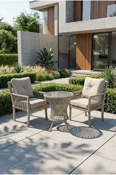 Çavdar Group Alya Raddan 1+1 Bistro Set Minderli 2 Kişilik Raddan Oturma Grub...