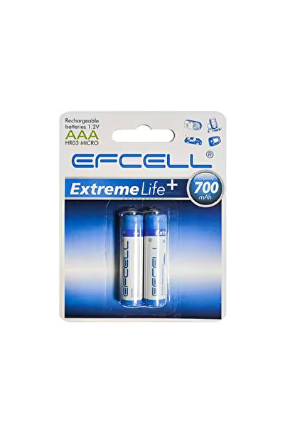 Efcell Uzun Ömürlü 700 mAh 1.2V AAA Şarj Edilebilir Kumanda Pili 2'li Set