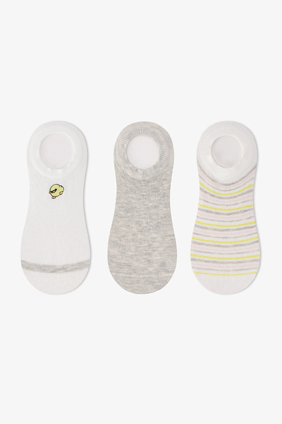 Penti 3 ζευγάρια βαμβακερές κάλτσες μποτάκια χωρίς ραφές, πολύχρωμες και κεντ...