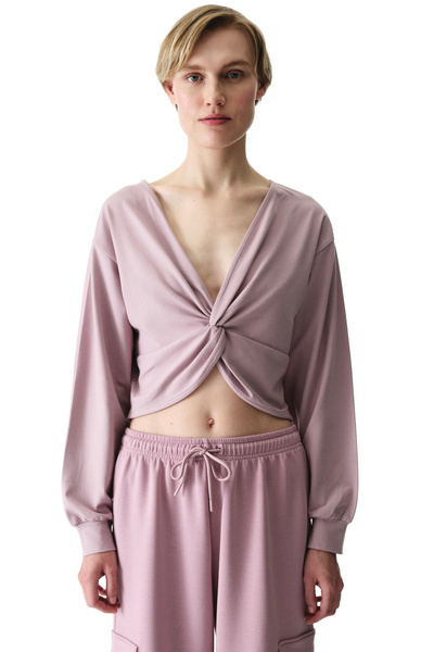 Penti Λιλά Στριφτό Φούτερ από Μείγμα Βαμβακιού και Μοντάλ