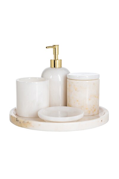 Mudo Home MARBLE BEYAZ 5'Lİ BANYO SETİ