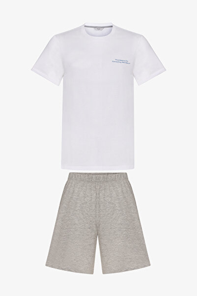 Penti Men's Colorful Calm Gray Shorts Pajama Set