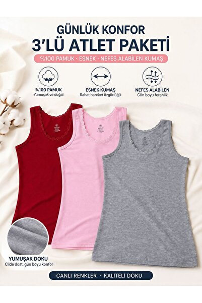 Gizem iç giyim ΣΥΣΚΕΥΑΣΙΑ 3 ΤΕΜΑΧΙΩΝ ΔΑΝΤΕΛΕΣΤΕΡΑ ΜΠΛΟΥΖΑΚΙΑ ΑΘΛΗΤΙΚΑ 100% ΒΑ...