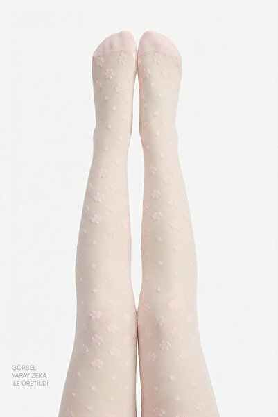 Penti Κοριτσίστικο καλσόν σε ζεστό ροζ χρώμα με όμορφες πουά μαργαρίτες