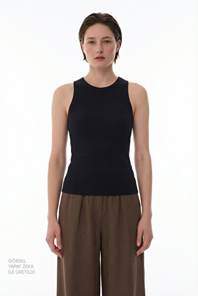 Penti Μαύρο μπλουζάκι λαιμόκοψη halter Rib Atlet