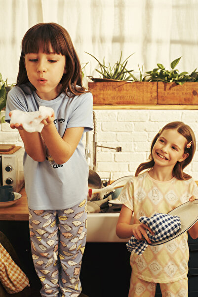 Penti Ανοιχτό ροζ κοριτσίστικο σετ πιτζάμες 2 τεμαχίων από βαμβάκι με χαριτωμ...