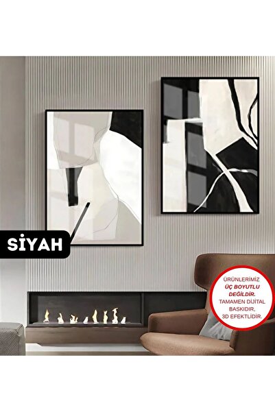 Harika bir ev HARİKABİREV|GRİ-KREM -SİYAH SOYUTABSTRACT KOMBİN 2 |ÇERÇEVELİ C...