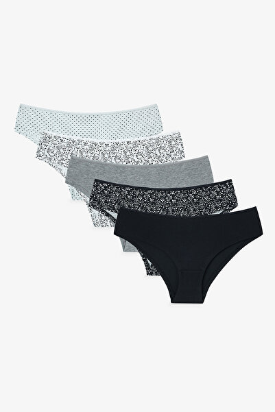 Penti Πολύχρωμα Μαύρα Τραγανά Σλιπ Hipster 5 τεμαχίων